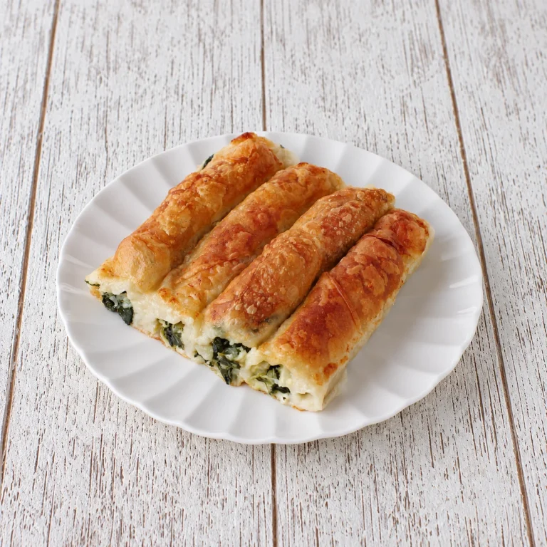 beyaz tabakta ıspanaklı boşnak böreği